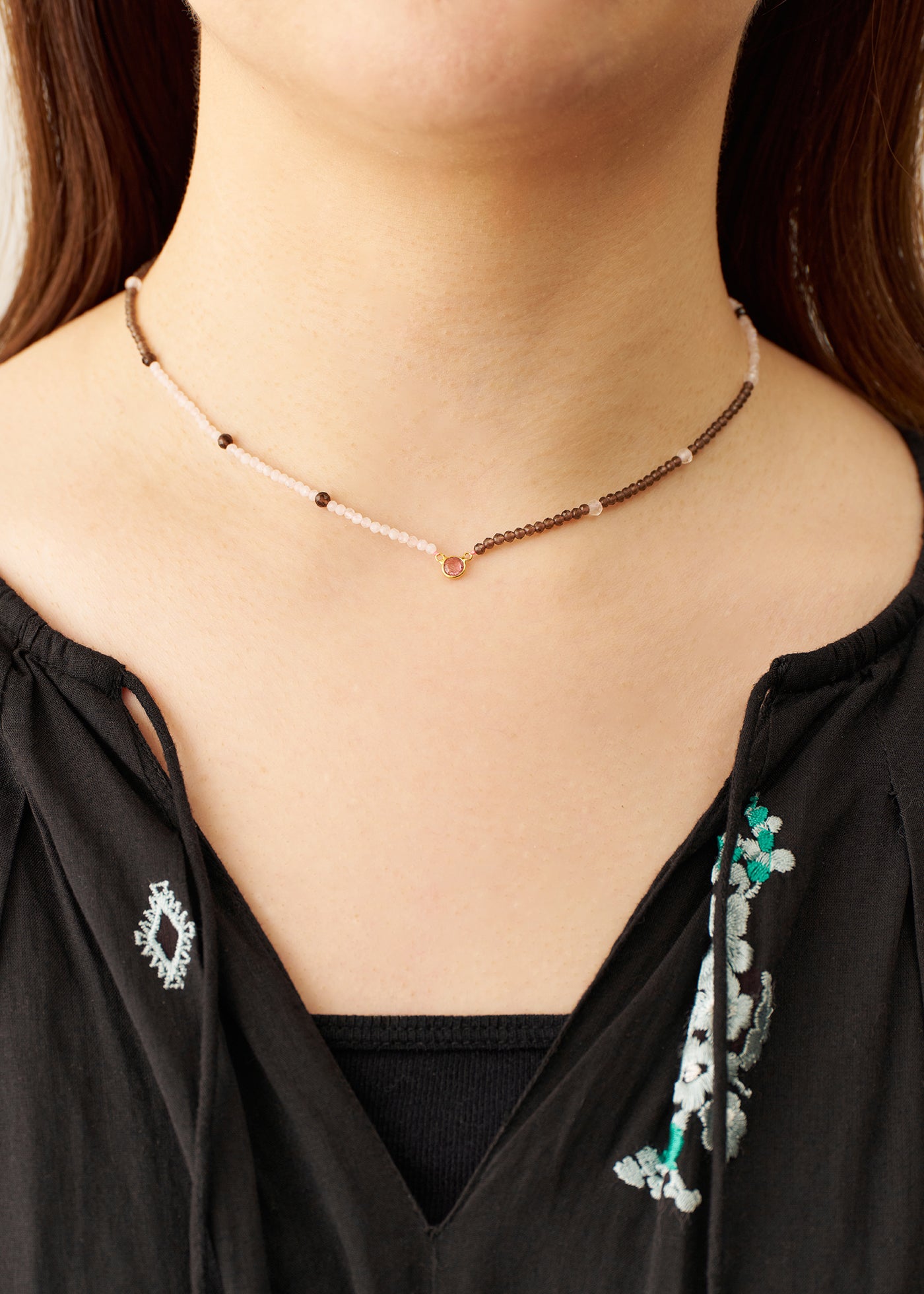 Chandra Beads Necklace Pink Tourmaline