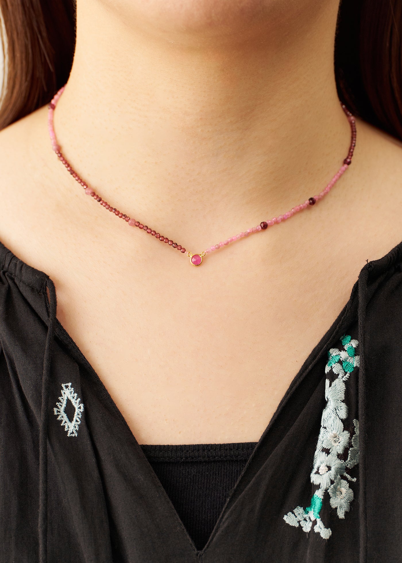 Chandra Beads Necklace Ruby