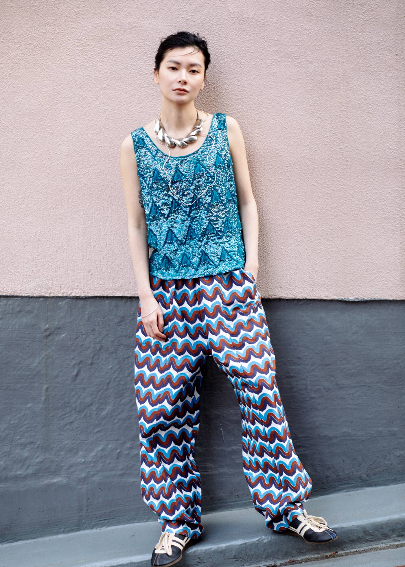 Cotton Twill Wide Pants