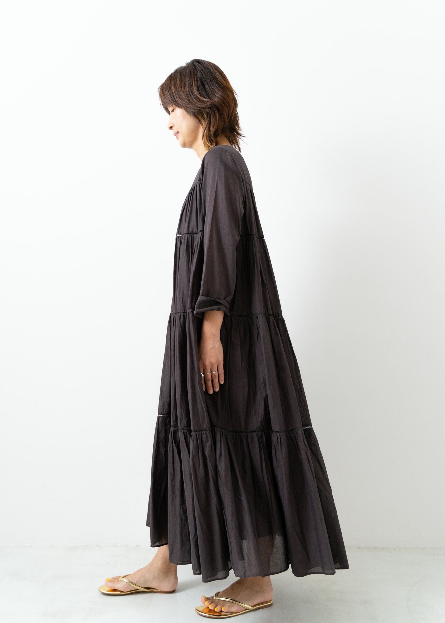 Cotton Voile Tiered Maxi Dress | Pasand by ne Quittez pas | パサン 