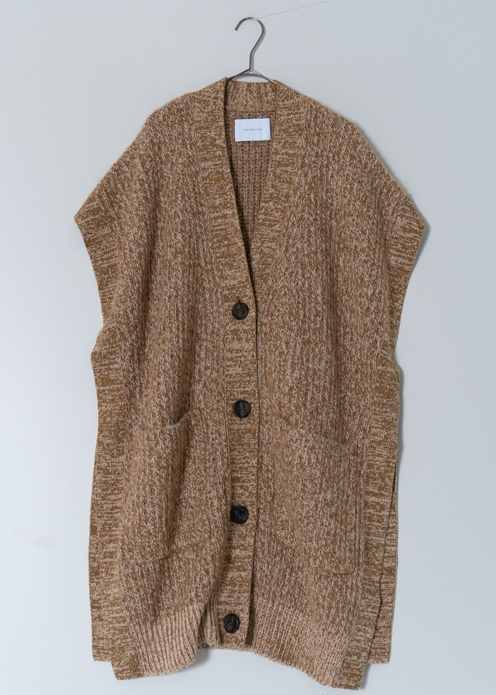 Wool And Mohair Blend Sleeveless Cardigan