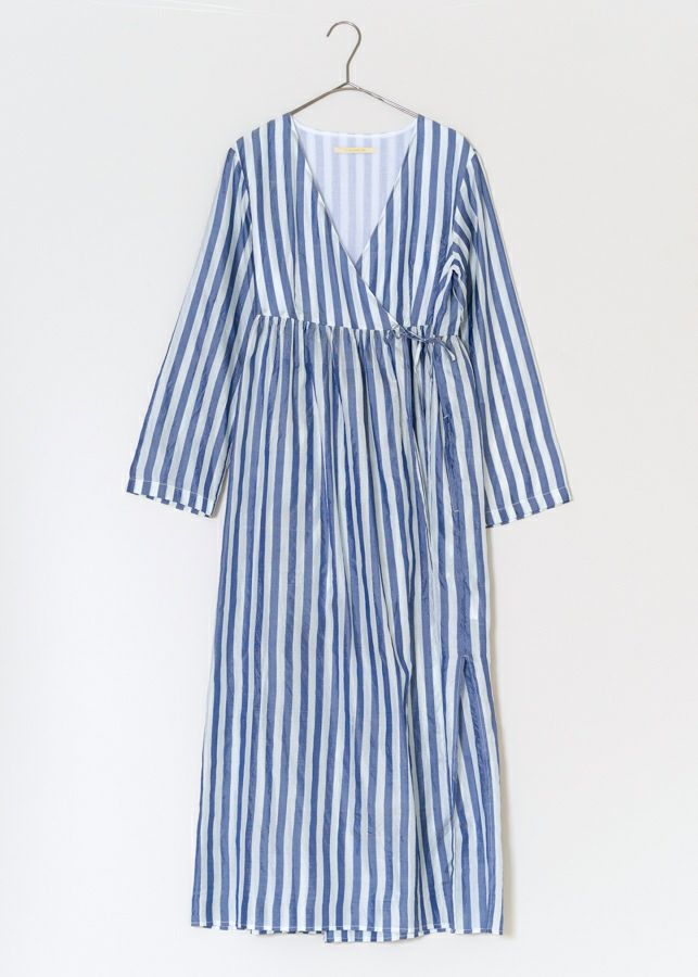 Silk Stripe Crossover Gown