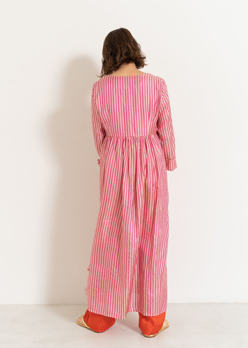 Silk Stripe Crossover Gown