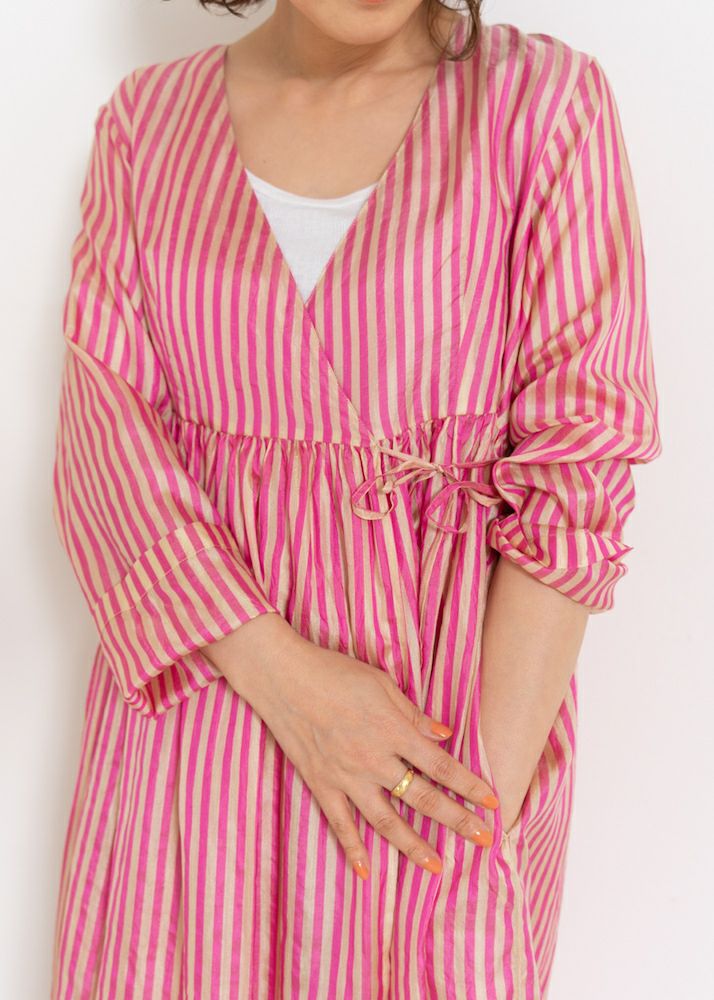 Silk Stripe Crossover Gown | Pasand by ne Quittez pas | パサン 