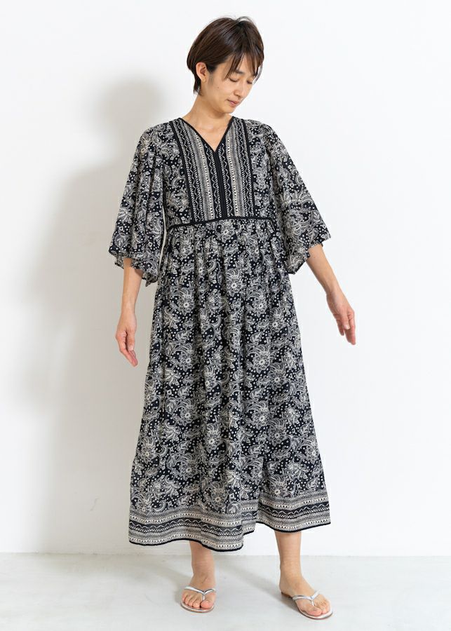 Ethnic Print Flare Sleeve Dress | Pasand by ne Quittez pas 