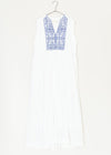 Cotton Dobby Stripe Embroidery Sleevless Dress