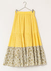 Cotton Lurex Double Flower Print Skirt
