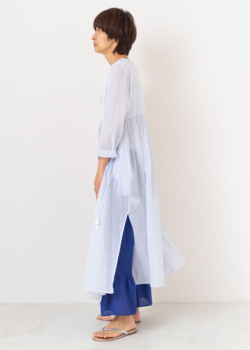 Cotton Stripe Cross Over Gown | Pasand by ne Quittez pas | パサン 