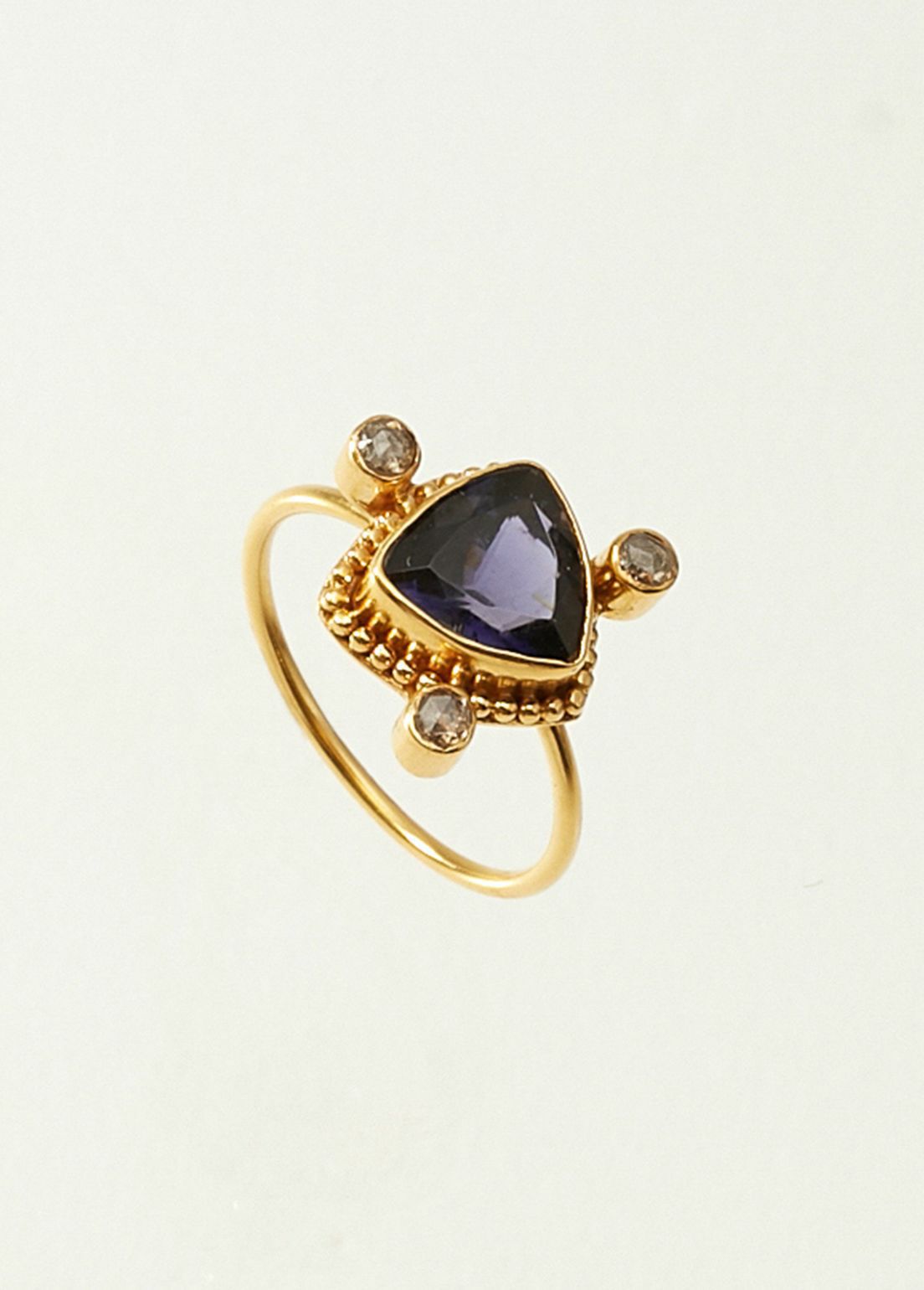 Iolite Triangle Gem Ring：#13