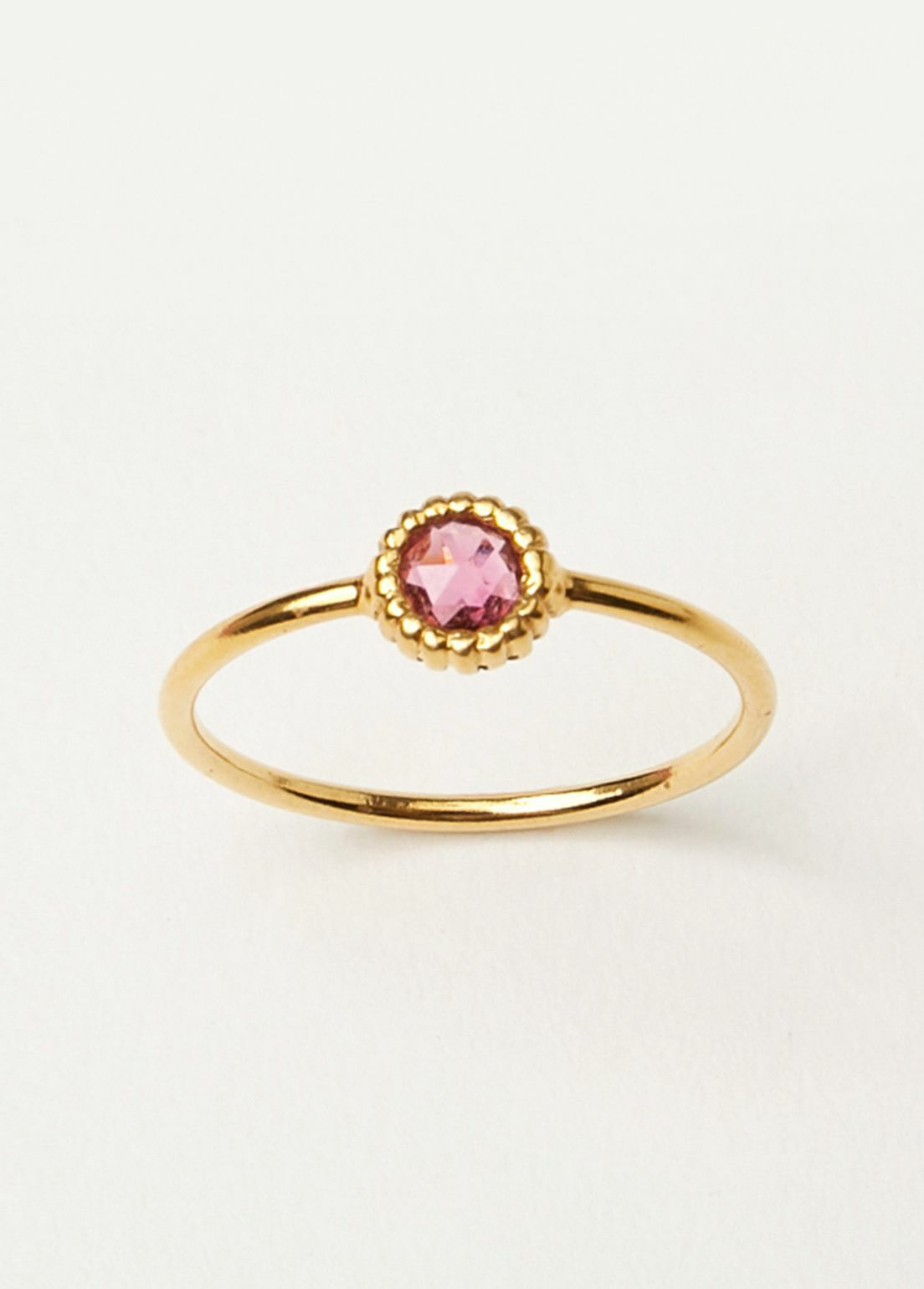 Pink Tourmaline Dot Bezel Ring
