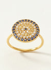 Blue Sapphire Circle Pave Ring