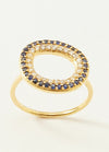 Blue Sapphire Organic Pave Circle Ring