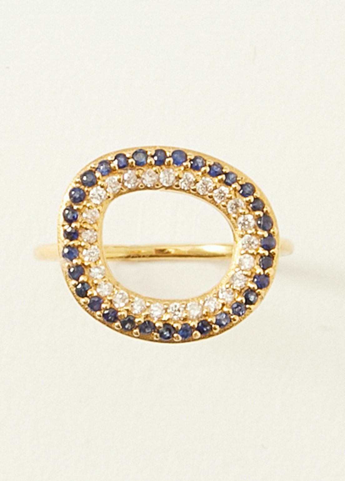 Blue Sapphire Organic Pave Circle Ring
