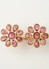 Pink Tourmaline Double Flower Open Ring