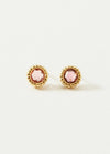 Pink Tourmaline Dot Bezel Stud