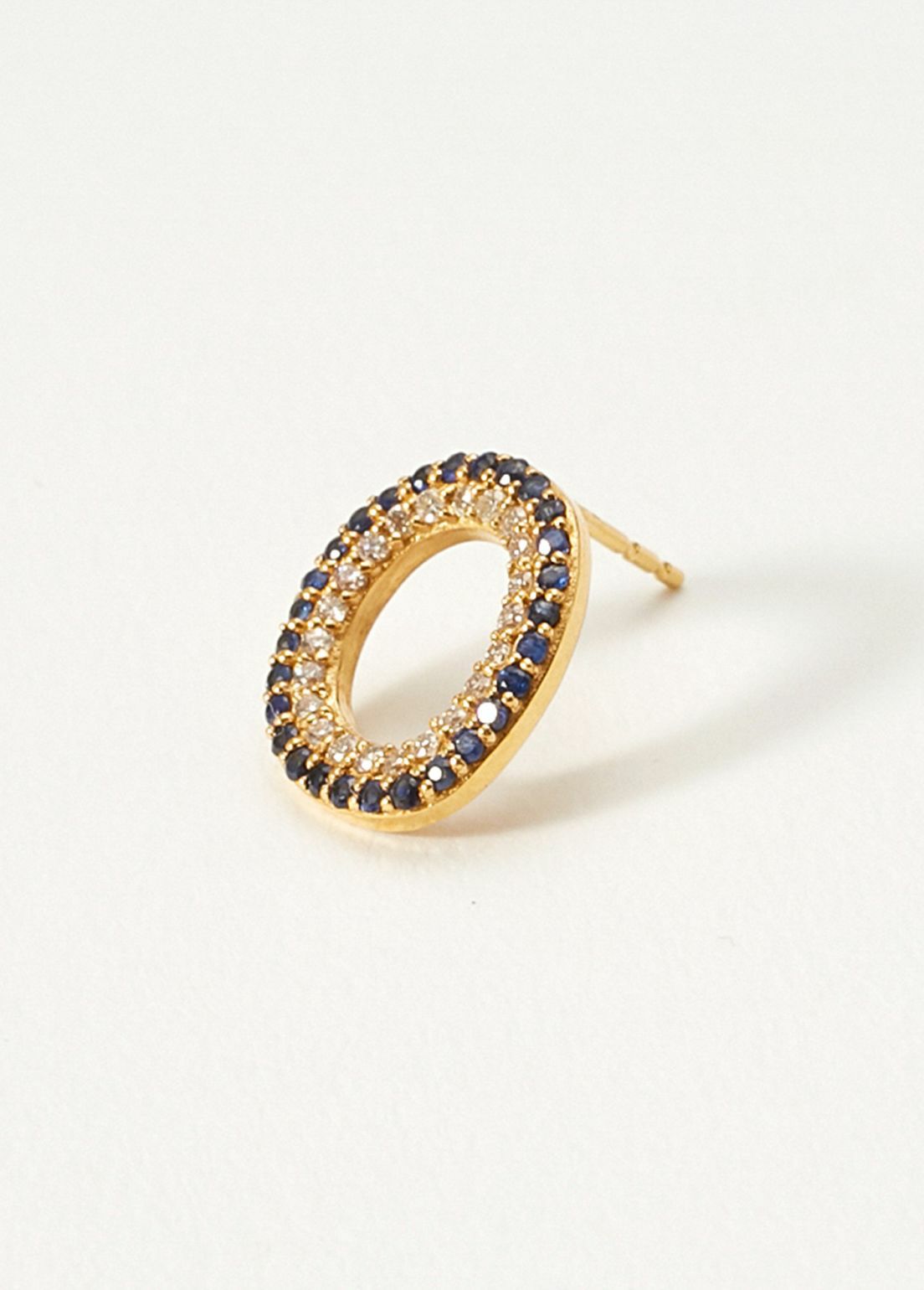 Blue Sapphire Organic Pave Circle Stud