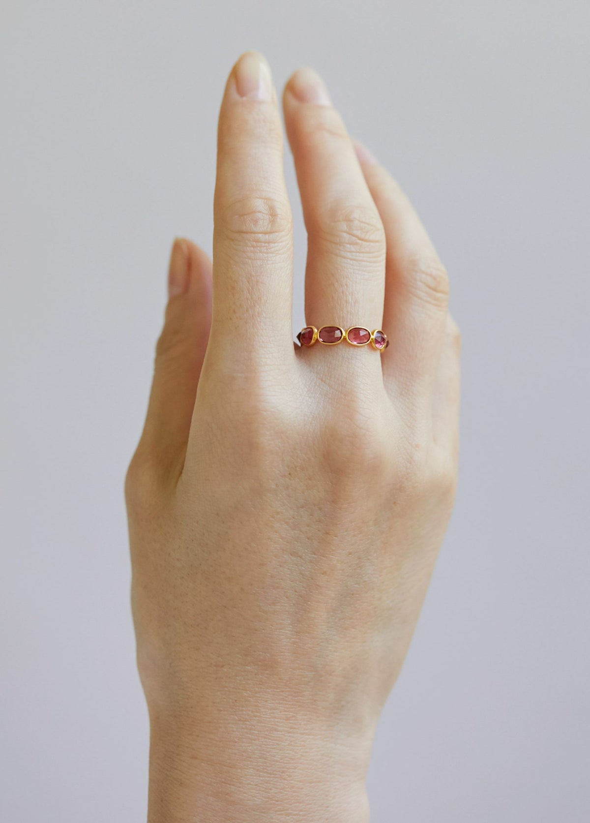 Pink Tourmaline Slice Stone Eternity