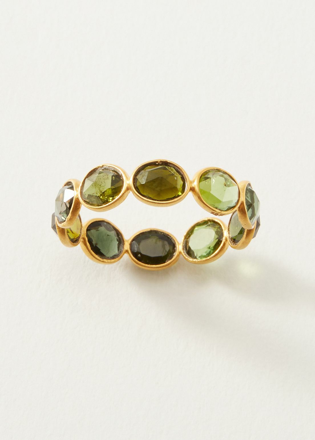 Green Tourmaline Slice Stone Eternity