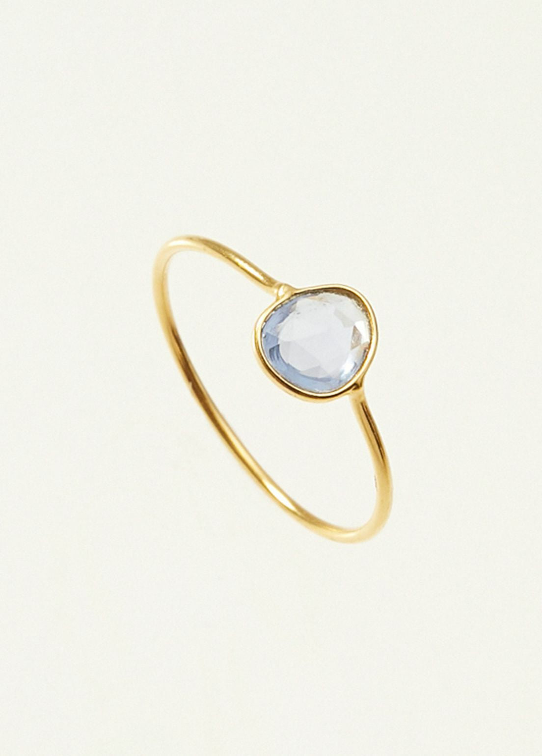Blue Sapphire Slice Stone Bezel Ring
