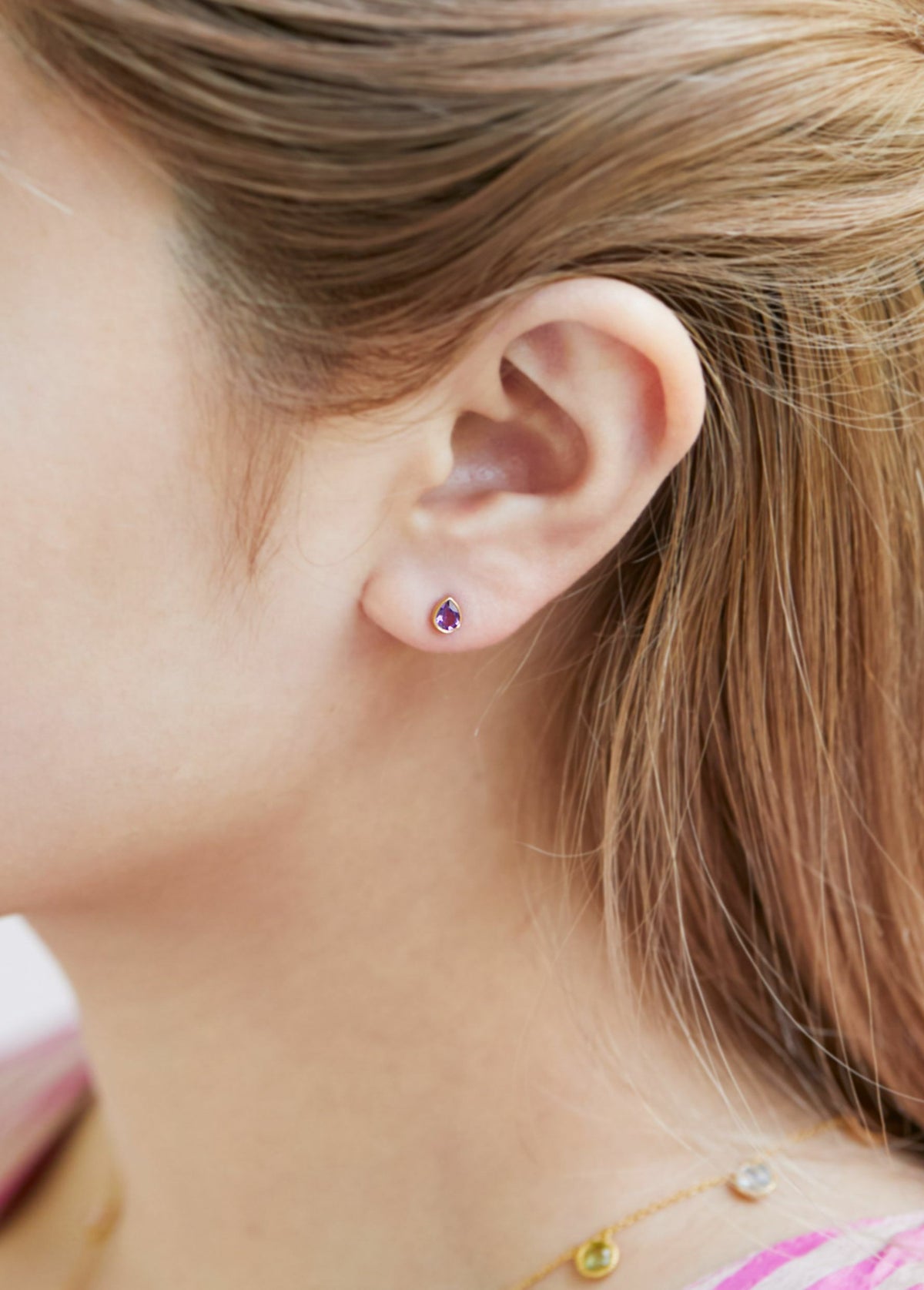 Amethyst Teardrop Pierce
