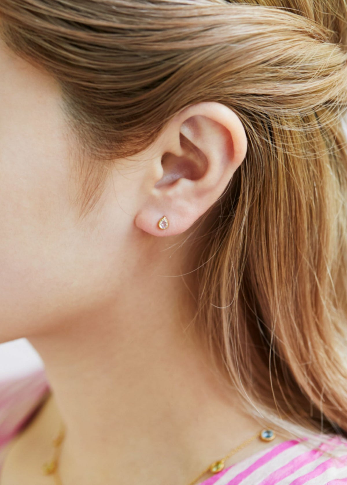 Rainbow Moonstone Teardrop Pierce