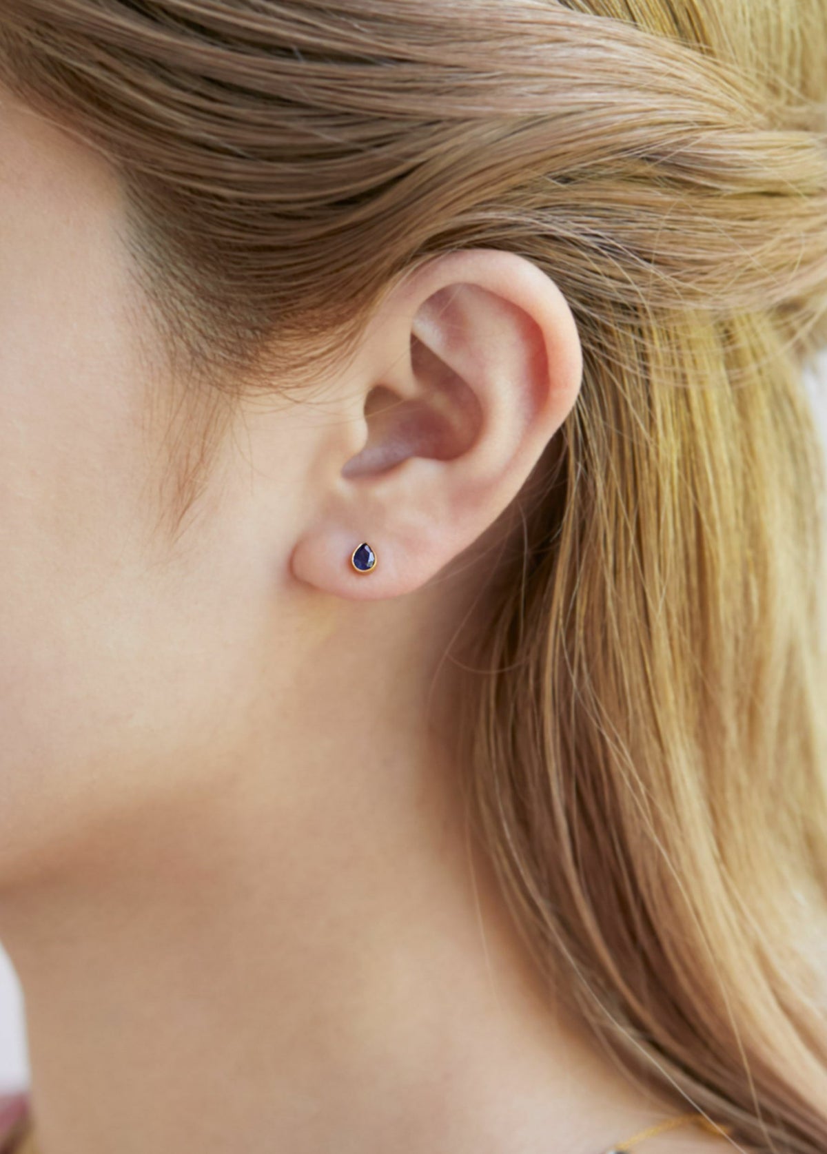 Blue Sapphire Teardrop Pierce