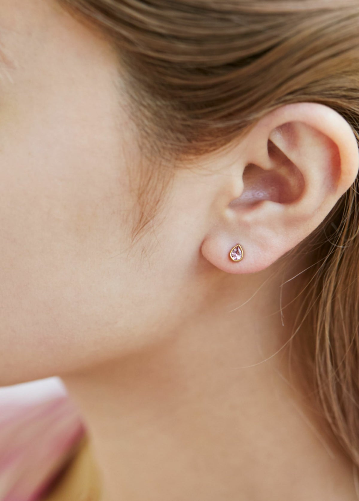 Pink TourmalineTeardrop Pierce