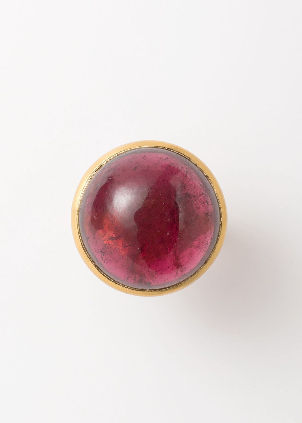 Pink Tourmaline Cabochon Bezel Ring