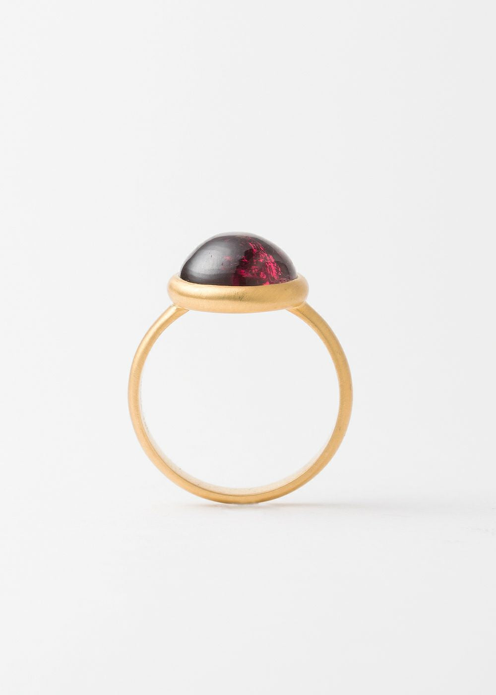 Pink Tourmarine Cabochon Bezel Ring