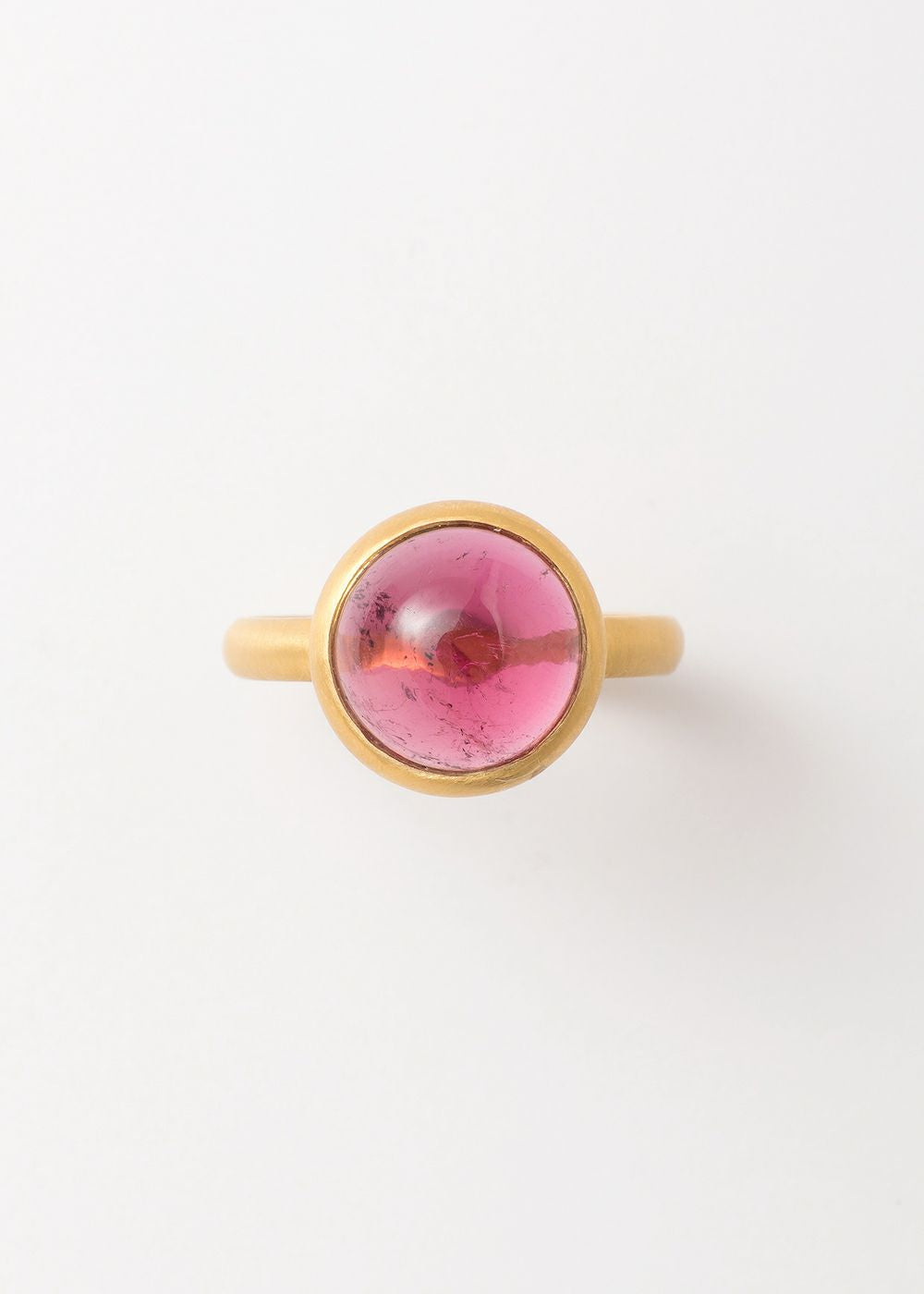 Pink Tourmarine Cabochon Bezel Ring