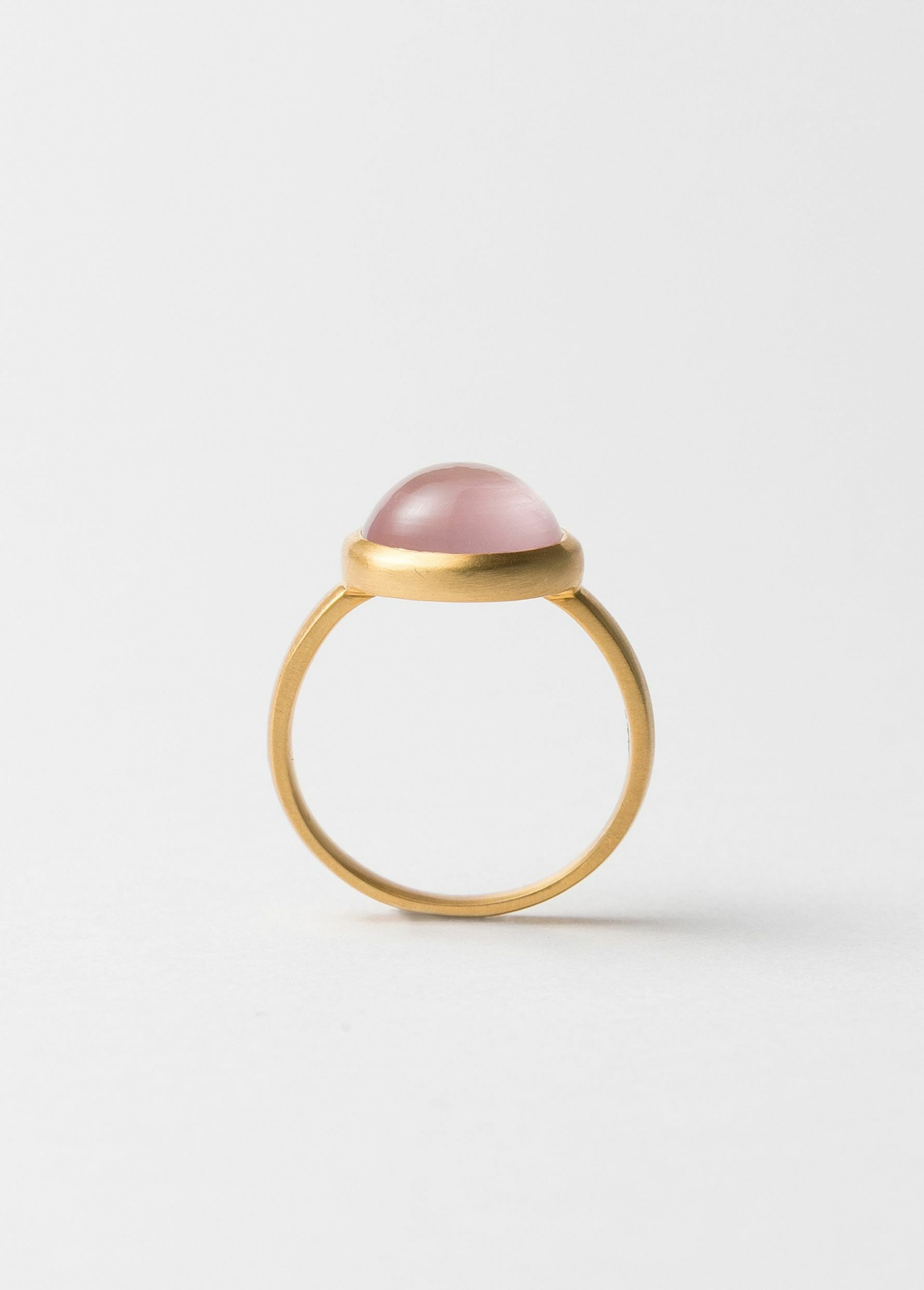 Rose Quartz Cabochon Bezel Ring