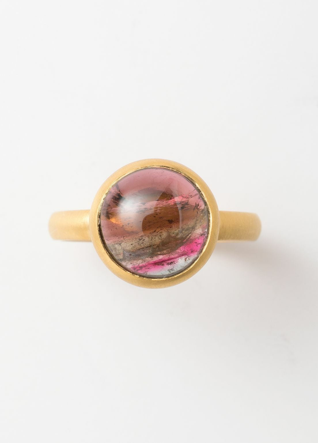 Watermelon Tourmaline Cabochon Ring