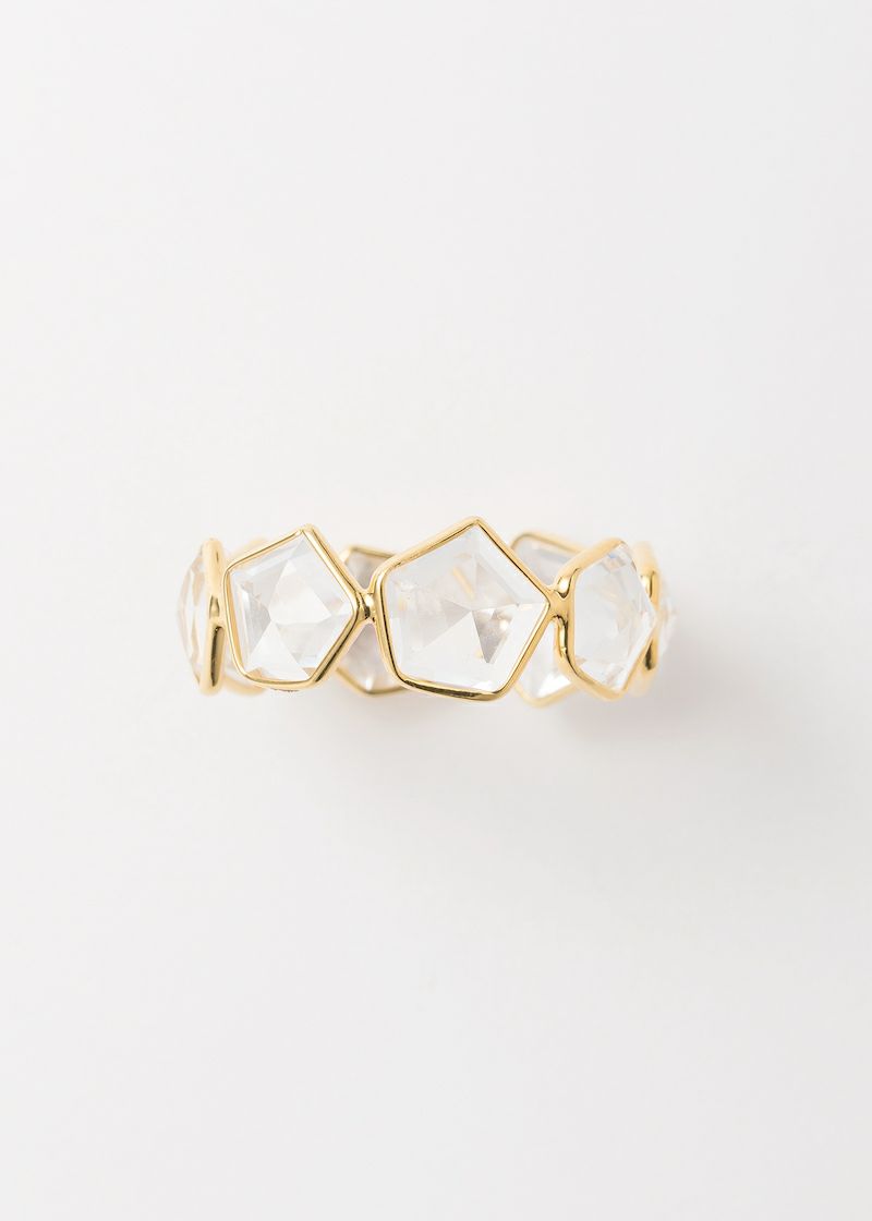 Clear Quartz Pentagon Eternity Ring