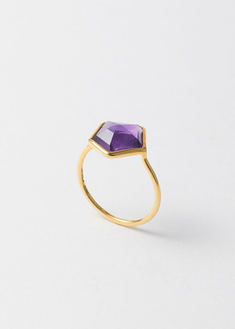 Amethyst Pentagon Bezel Ring：#13