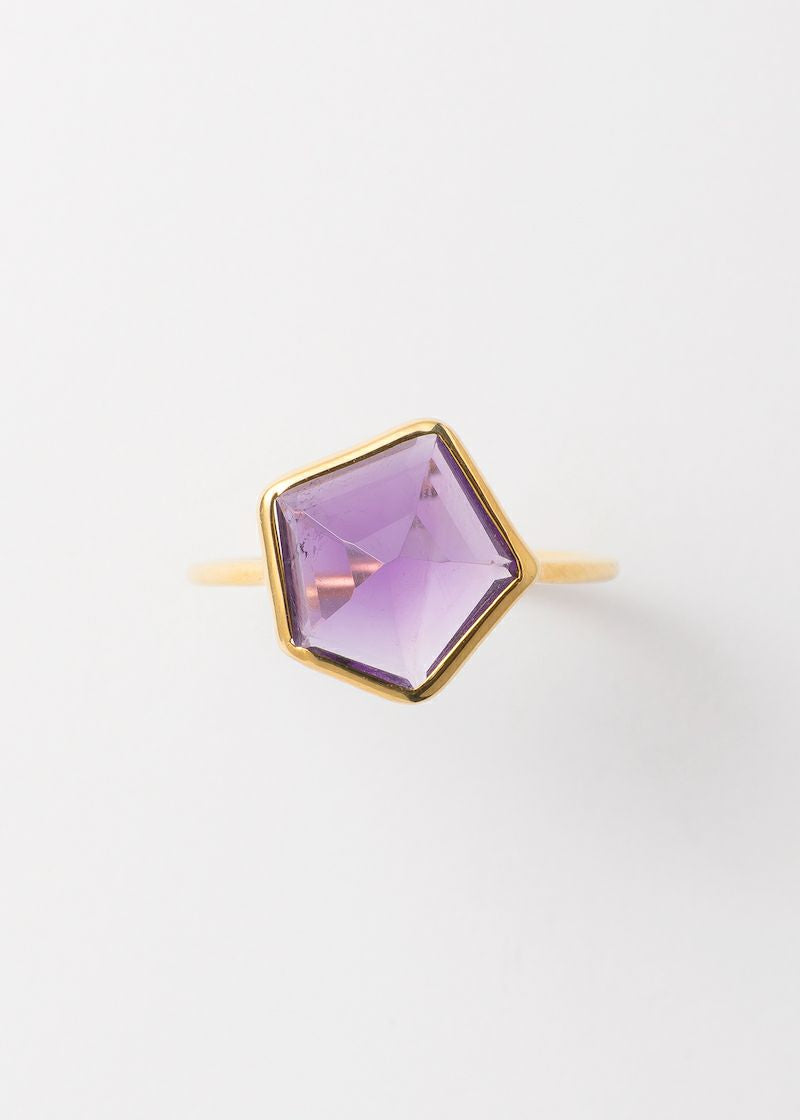 Amethyst Pentagon Bezel Ring：#13