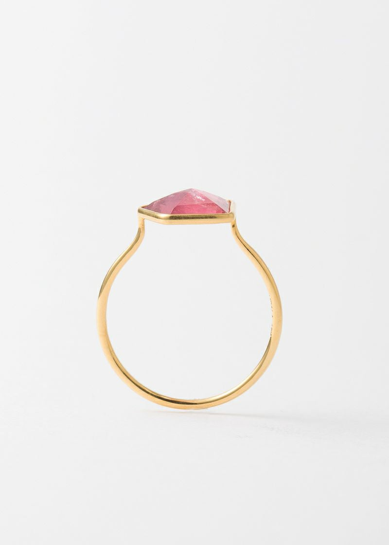 Pink Tourmaline Pentagon Bezel Ring