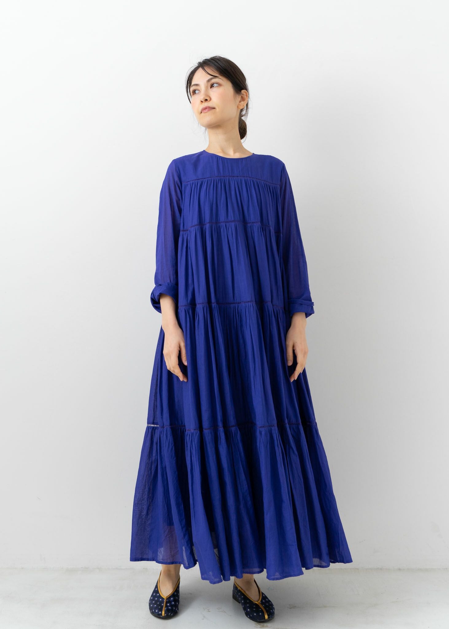Cotton Voile Tiered Maxi Dress Royal | Pasand by ne Quittez pas 