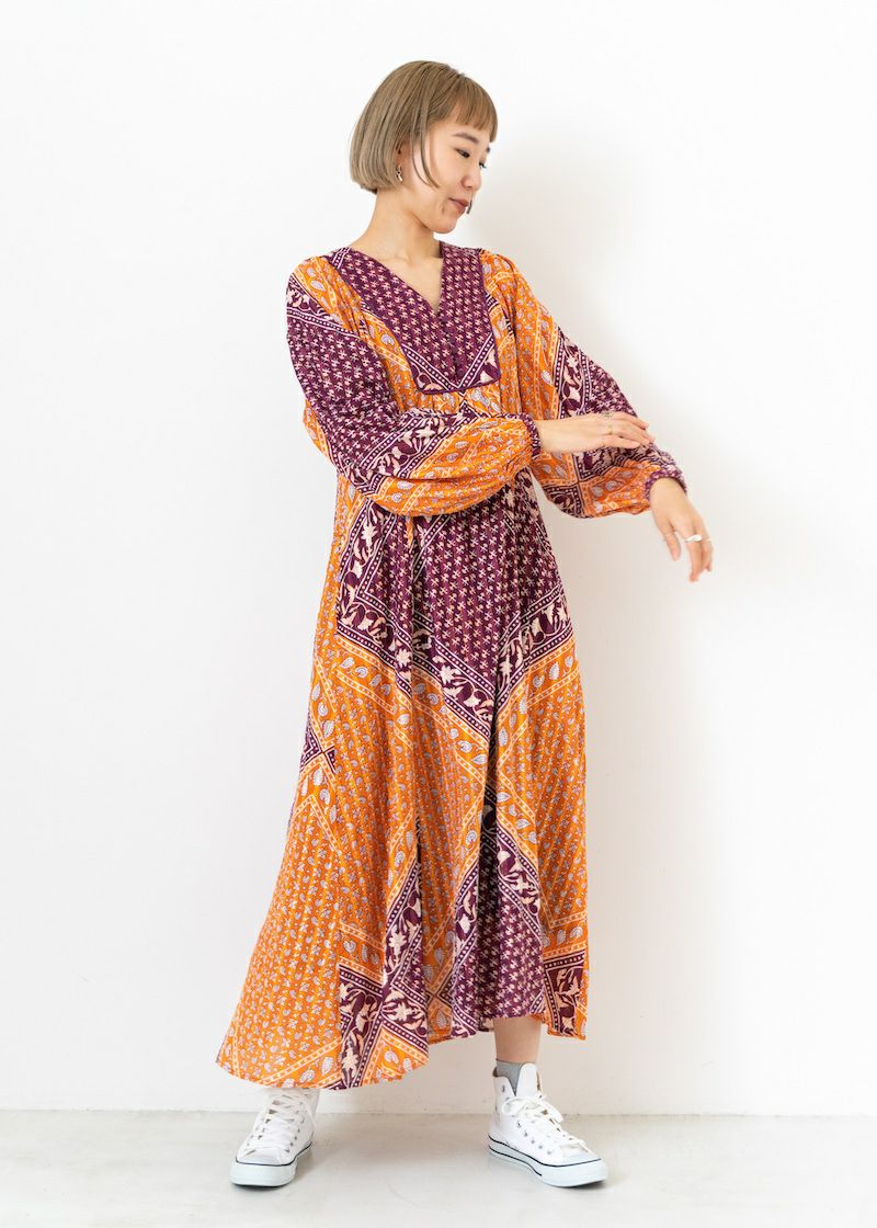 Cotton Block Pattern Dress | Pasand by ne Quittez pas | パサンドバイヌキテパ