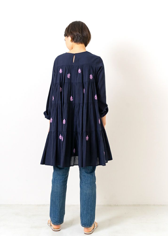 Cotton Dobby Chikan Embroidery Tunic