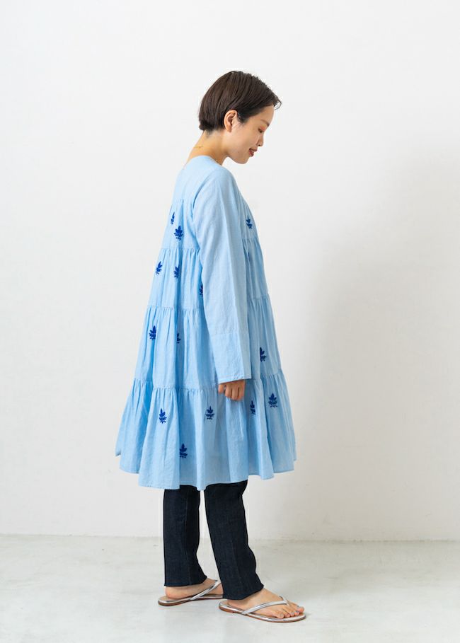 Stripe Chikan Embroidery Tunic