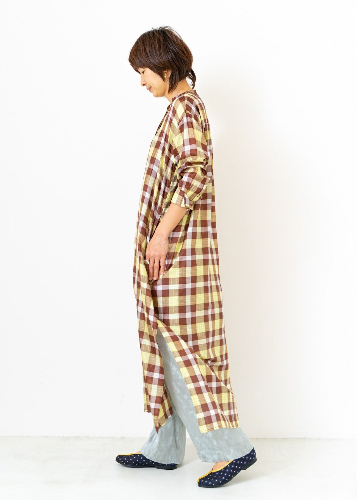 Hand Woven Silk Check Kurta Dress