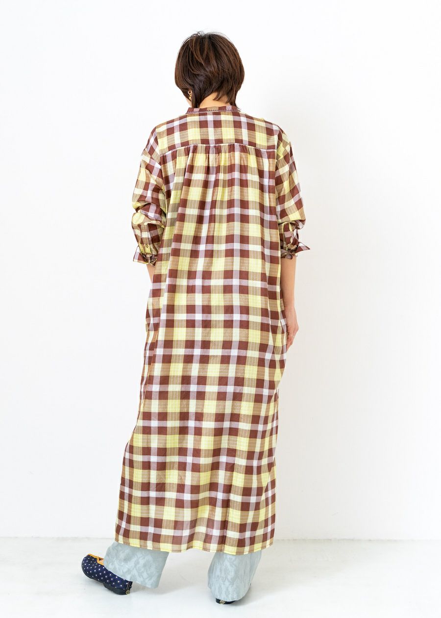 Hand Woven Silk Check Kurta Dress