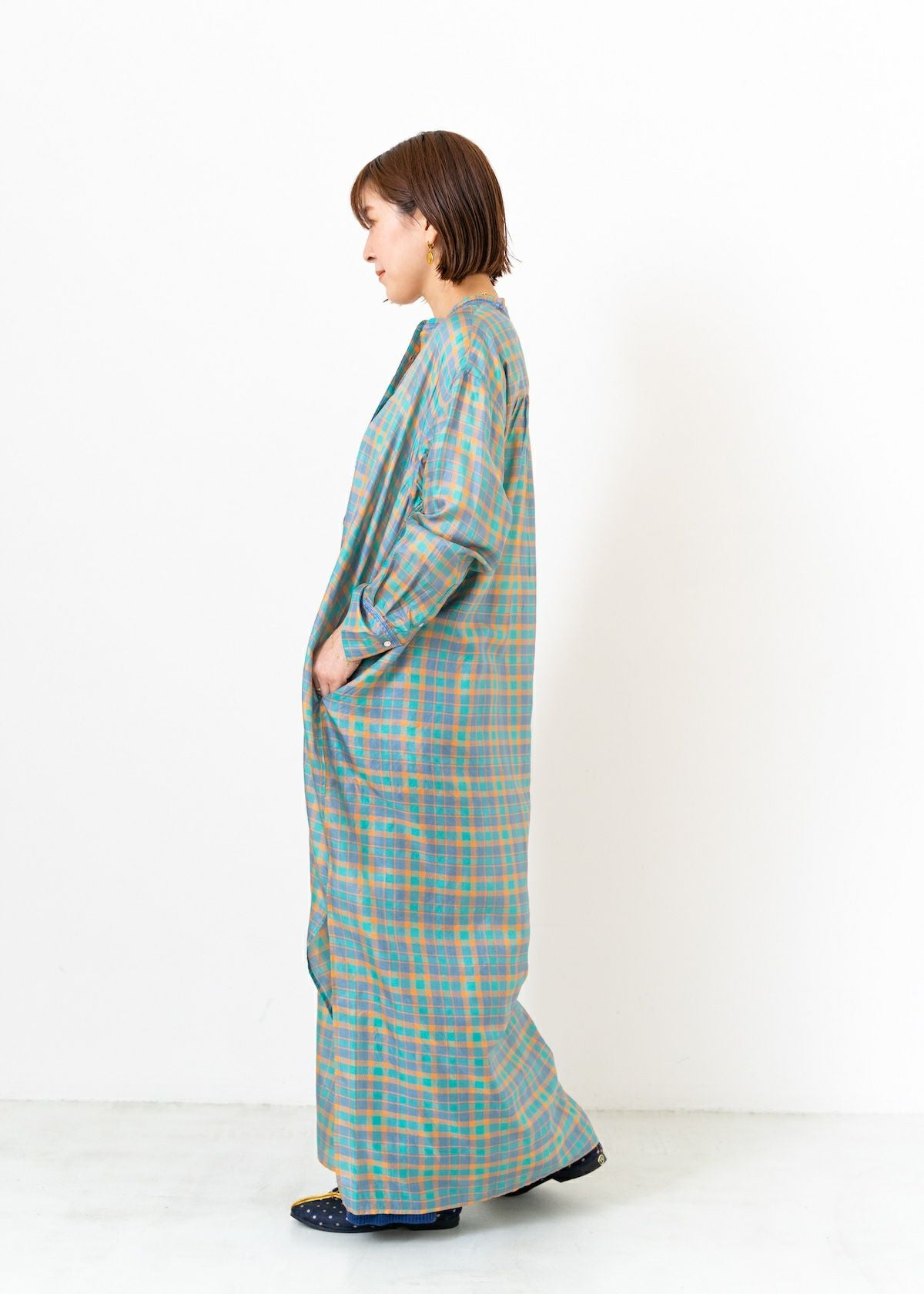 Hand Woven Silk Check Kurta Dress