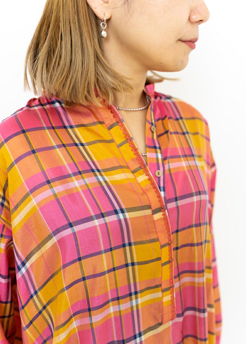 Hand Woven Silk Check Kurta Dress | Pasand by ne Quittez pas