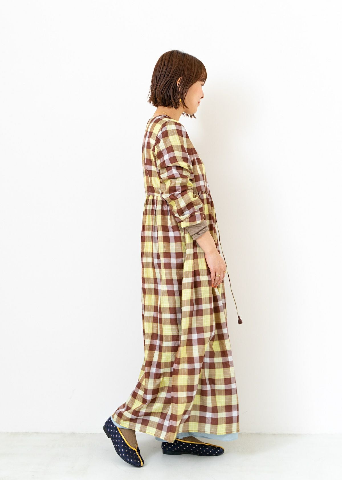 Hand Woven Silk Check Gown | Pasand by ne Quittez pas | パサン