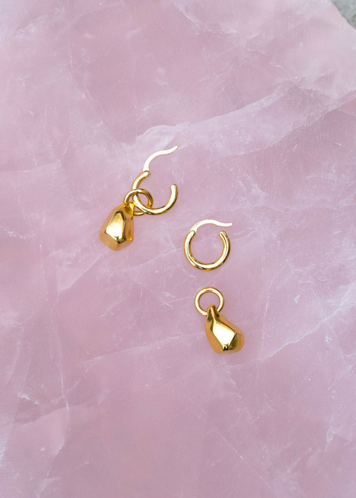 Faceted Drop Charm Hoop Stud