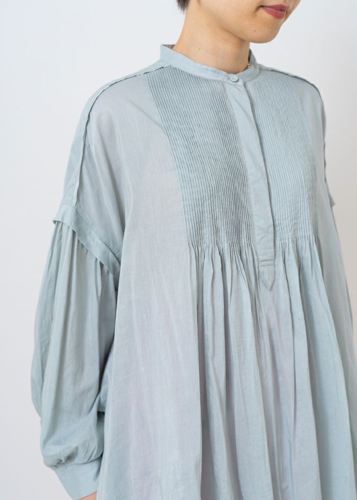 Cotton Silk Pintuck Long Sleeve Shirts