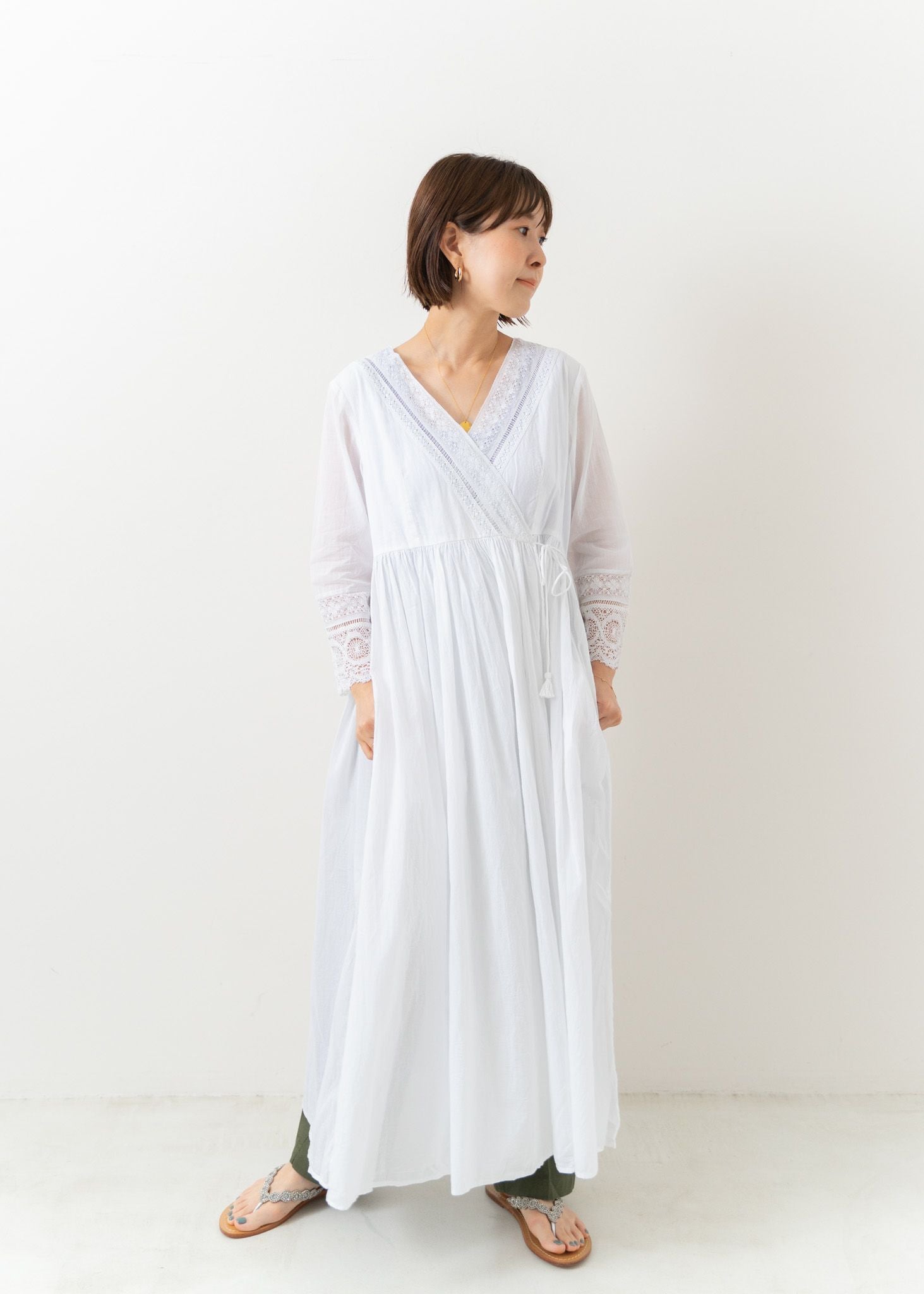 Cotton Voile Lace & Pin Tuck Gown