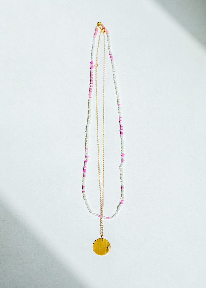 Coin Charm & Beads Necklace
