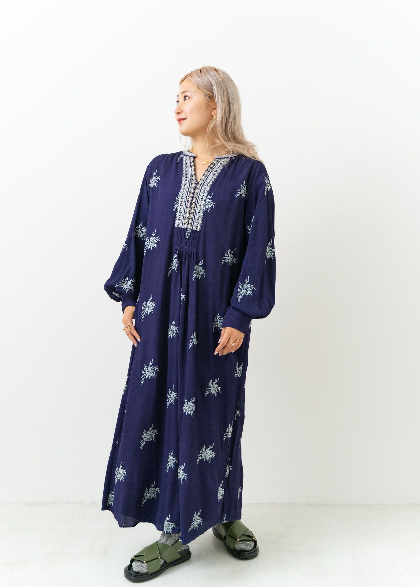 Moss Rayon Embroidery Dress